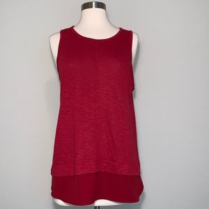 J. Crew Drapey tank with sheer hem in deep red